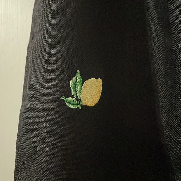Talbots Black Irish Linen Pants with Lemon Design Size 16 - Picture 6 of 8